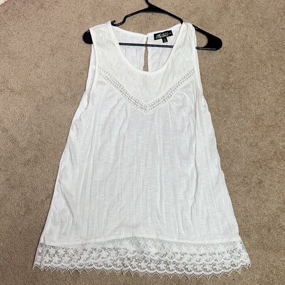 Absolutely Famous White Lace-Trimmed Mini Dress - Picture 1 of 6